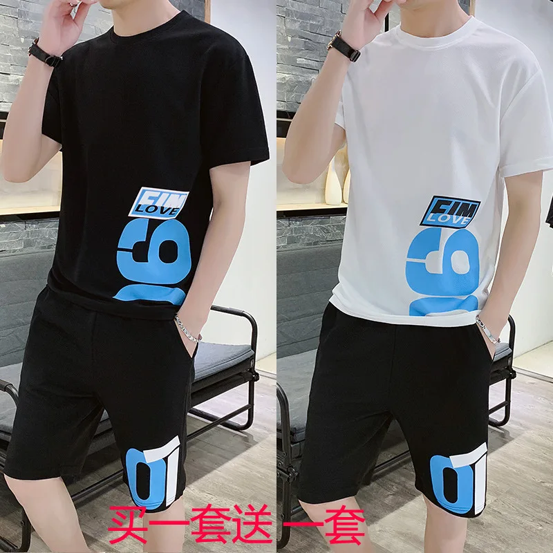 

Summer Set Men's Trend Korean-style Loose-Fit Teenager Online Celebrity Leisure Suit Sports Clothing Four-piece Set MEN'S Short