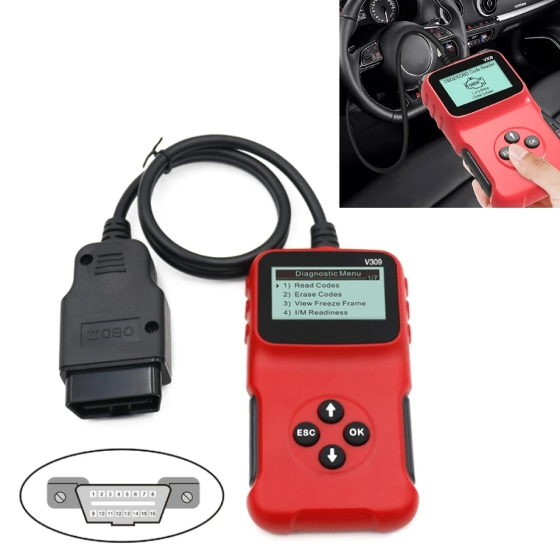 V309 escáner OBD2 portátil para coche, herramienta de diagnóstico OBD 2, escáner automotriz, lector de OBD| | - AliExpress