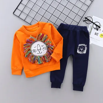 

Autumn /winter boys clothing cartoon color line lion infant sportswear 2PCS suit children's clothing children boys' clothing