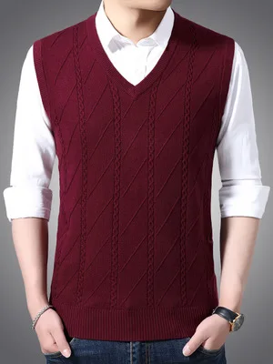 Covrlge мужской свитер жилет модный брендовый свитер для мужчин s пуловеры облегающий пуловер Осенняя повседневная одежда мужской жилет MZB001 - Цвет: Красный