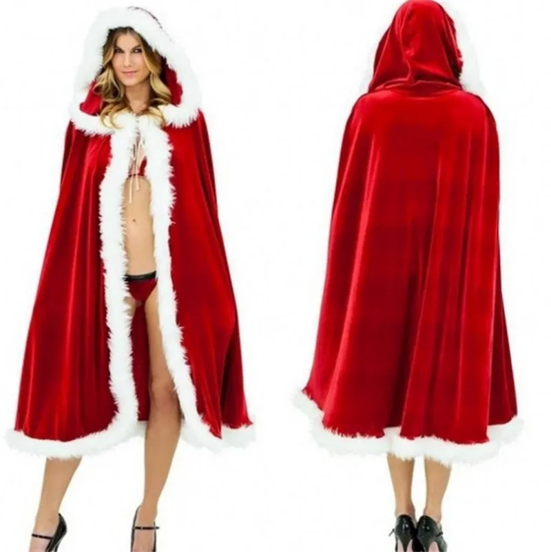 Женская рождественская накидка с капюшоном для взрослых Mrs Santa Claus Рождественская