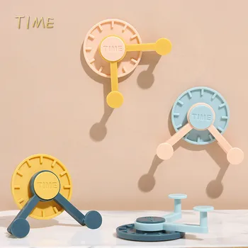 

4 pcs Creative Clock adhesive hook Wall key holder Seamless wall hooks Wall-mounted kitchen rack Punch-free rotating strong hook