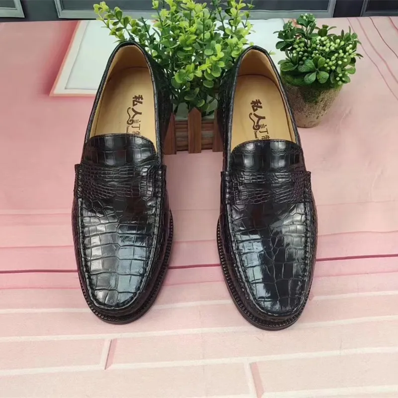 Authentic Exotic Crocodile Skin Businessmen Dress Loafers Genuine