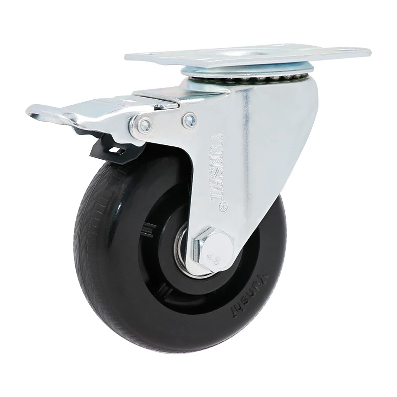 1 Pcs Heavy Duty 3 Inch Rubber Swivel Castor Wheels Trolley Caster Brake With Brake / No Brake Universal Wheel loading 100kg