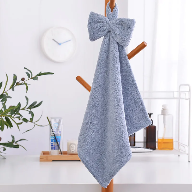 Kitchen Hanging Towel Hand Hanging Towels with Hanging Loop Absorbent Coral  Fleece Bathroom Hand Towel Soft Thick Dish Cloth Dry Towel Christmas