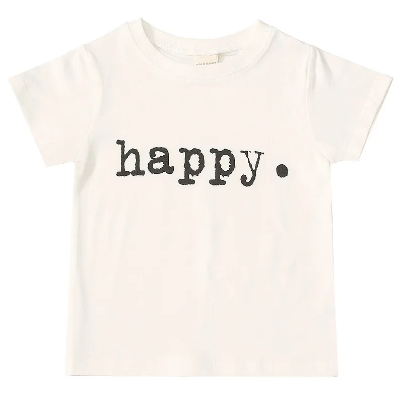 Новая модная футболка для малышей Летняя одежда для мальчиков и девочек хлопковые милые детские футболки с коротким рукавом, топы, белая футболка
