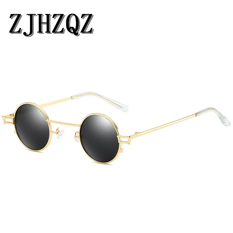 ZJHZQZ Джон Леннон Металл стимпанк пилот поляризационные солнцезащитные очки для мужчин Wo для мужчин s маленькие круглые линзы хиппи Панк Ретро Винтажные Солнцезащитные Очки - Цвет линз: Gold Black