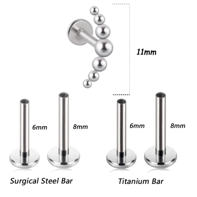 1PC G23 Titanium&Steel 16G CZ Gem Moon Labret Lip Bar Ring Crystal Flower Ear Cartilage Tragus Helix Piercing Screw Fit Top 16g Style Z2