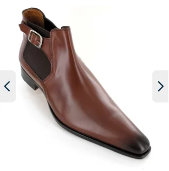 

Men PU Leather Shoes Low Heel Casual Shoes Dress Shoes Brogue Shoes Spring Ankle Boots Vintage Classic Male Casual AB630