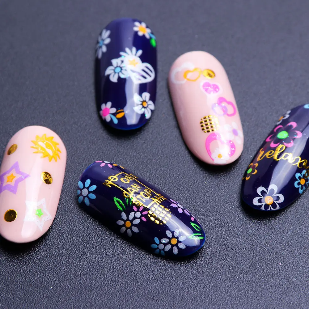 Lots Fluorescent Flowers Nail Stickers Party Butterfly Night Glow Star Decoration Manicure Applique Sliders For Nails Set Design