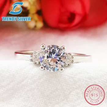 

vintage rings silver real 925 sterling jewelry for women rose gold with stone zircon solid elegant