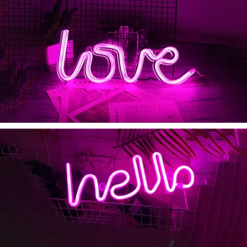 

LED Neon Sign Light LOVE Hello Neon Lamp For Wedding Party Decoration Wall Lamp for Valentines Day Home Decor Night Lamp