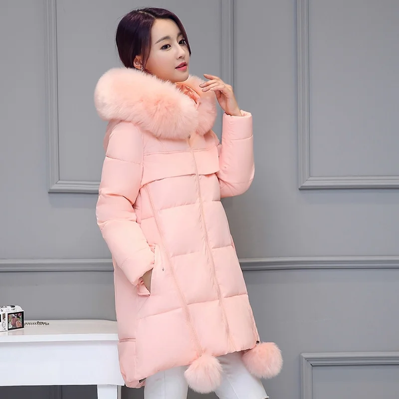 pink parkas Большие размеры 5XL 6XL женская зимняя куртка пуховое хлопковое пальто с капюшоном парки с меховым воротником толстые теплые зимние пальто длинные женские куртки C5898 - Цвет: pink parkas