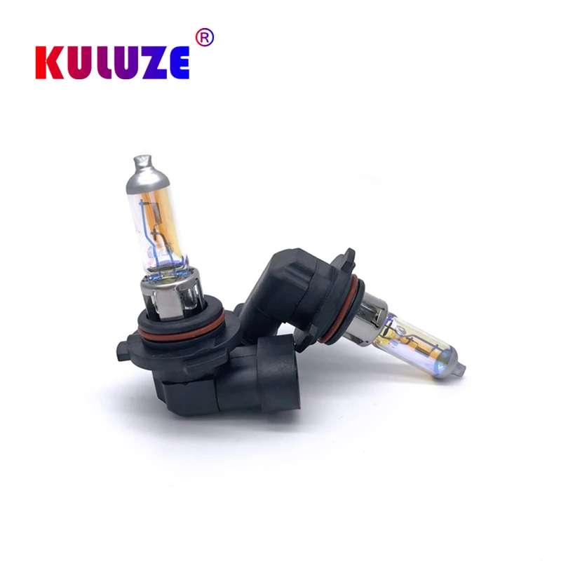 KULUZE 2개 HB4 12V55W 9006 헤드램프 2300K P22d 할로겐 램프 교체 업그레이드 슈퍼 옐로우 방수 및 안개 방지 라이트 자동차 전구