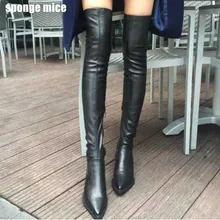 Зимние Сапоги выше колена, Размеры 35-40 пикантные женские сапоги до бедра из эластичной ткани высокие сапоги, Bota Feminina zapatos de mujer, A621