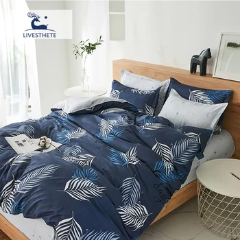 

Liv-Esthete Bedding Set Nordic Style Leaf Duvet Cover Flat Sheet Pillowcase Single Twin Double Queen King Bedspread Bed Lining k