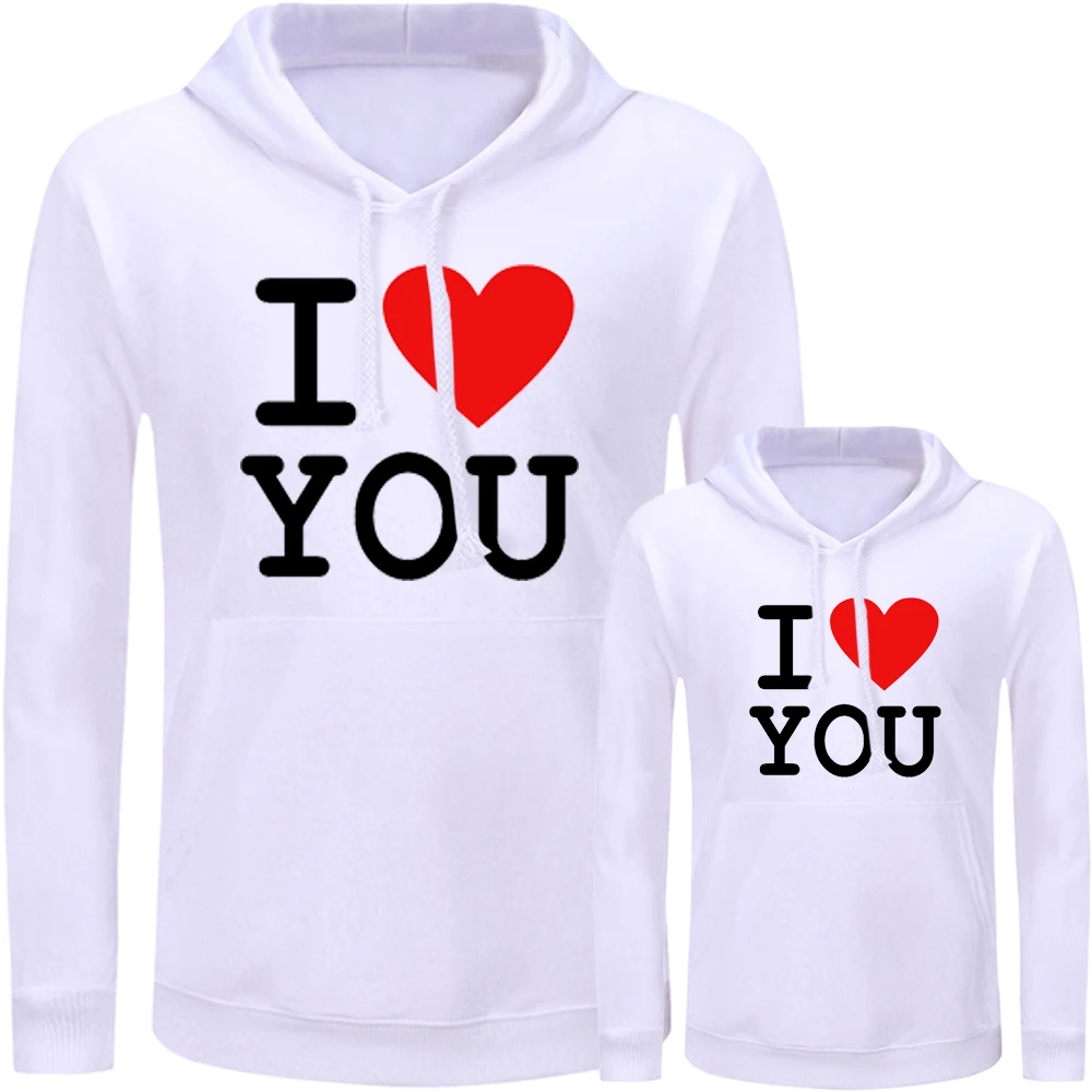 Hand Love Galaxy Space Infinity Design Matching Family Outfits Hoodies Dad Mom Daughter Son Sweatshirts Printed Pullovers Gift