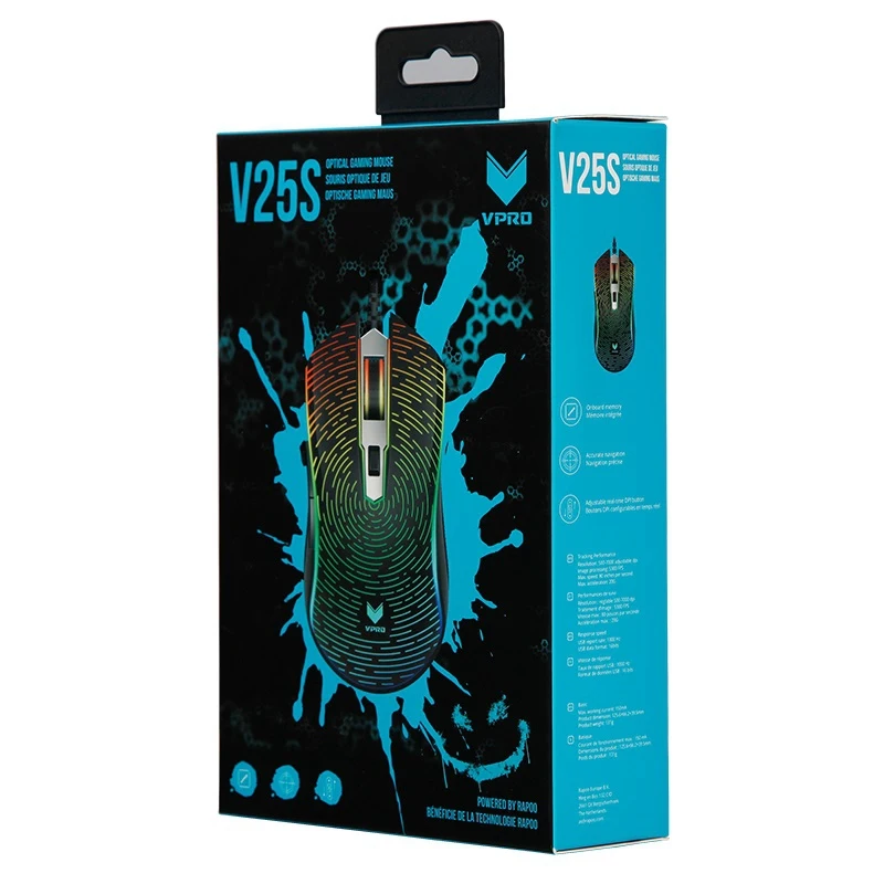 Мышь Rapoo V25S черный оптическая(7000dpi) USB2.0 игровая(5but