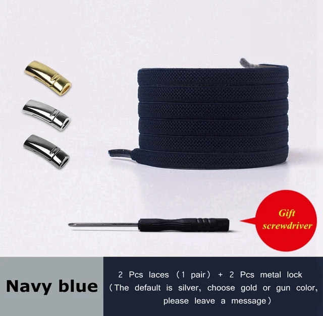 2021 New Magnetic Shoe laces Elastic No tie Shoelaces for Sneakers 24 Color Lazy Shoelace Lock One Size Fits All Kids & Adult Navy blue