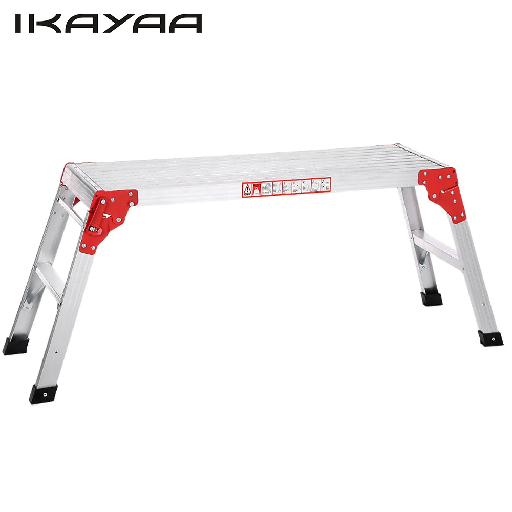 

iKayaa Ladder Bench Folding Aluminum Work Platform Hop Up Working Bench Step Ladder 225LB Capacity home use tools