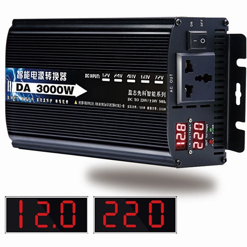 Inverter 12v/24v To AC 220v 50HZ 1500w 1600w 2200w 3000w Voltage transformer Power Converter Solar For Car Inverter Househol DIY photo