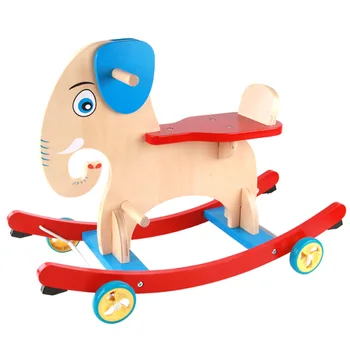 

Outdoor Fun & Sports Ride On Toys solid wooden toy baby rocking horse Elephant baby rocking chair Montessori 69.6*34.8*49.5cm