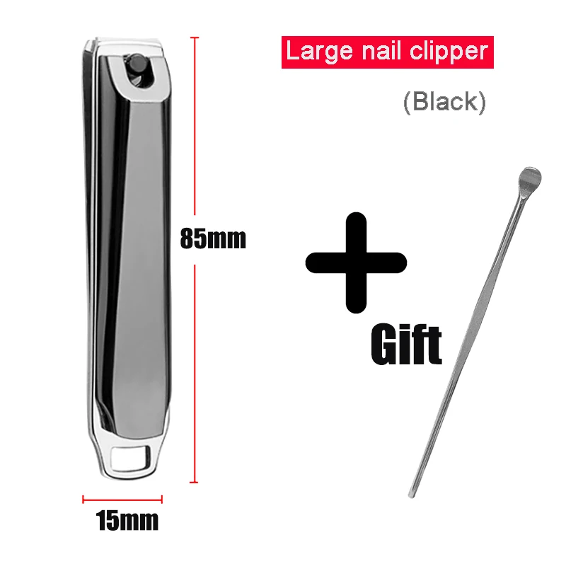 Резак для ногтей из нержавеющей стали, профессиональные маникюрные кусачки для ногтей, педикюр для толстых ногтей, триммер для ногтей, инструмент для стрижки - Цвет: B Black