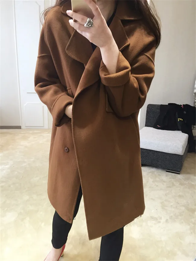 

2016 Autumn And Winter New Style Korean-style Large Size Loose-Fit Slimming Mid-length Elegant Wool Woolen Overcoat Women's Fash