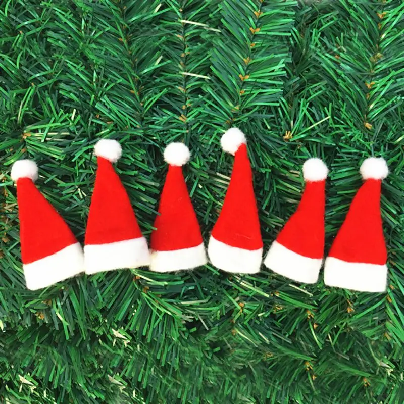 10 шт./лот мини Рождество Санта Клаус шапка-леденец Рождество креативные шапки украшения