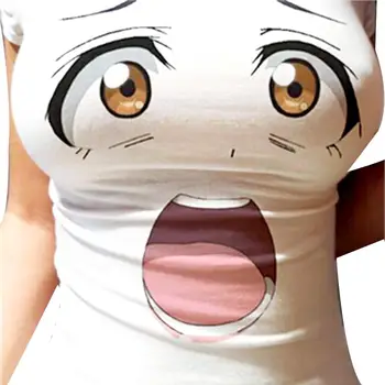 

Big Eyes Women Girl Short Sleeve T-shirt Summer Close Fit Casual Tee Shirt Top Featuring cartoon big eyes print perfect gifts