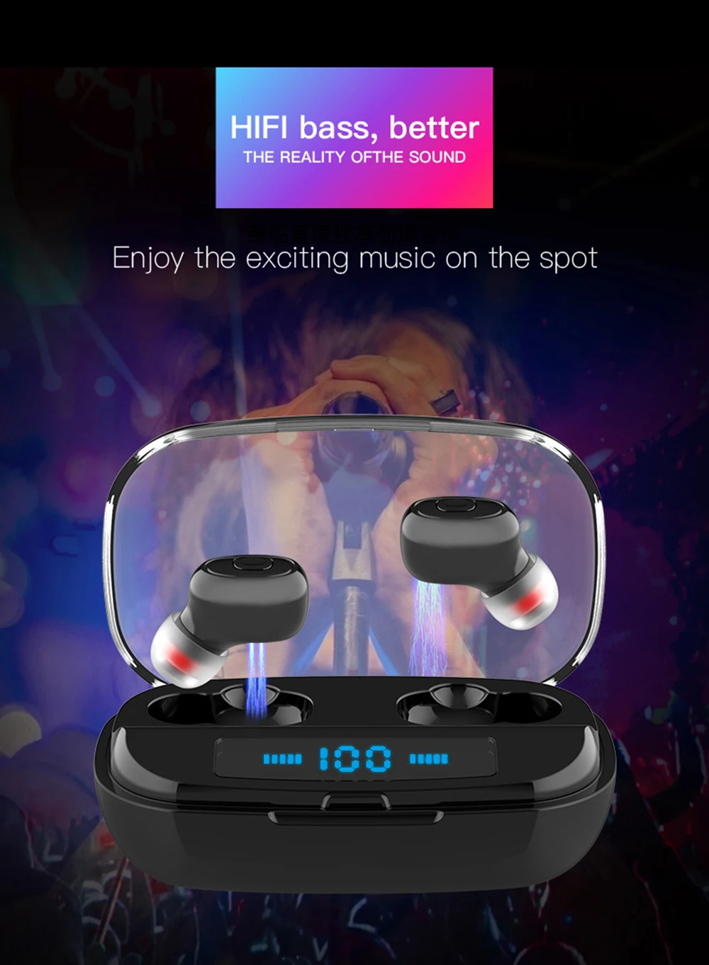 Ubeamer XI10S беспроводные наушники Bluetooth 5,0 TWS светодиодный дисплей с 3000 мАч зарядным устройством гарнитура с микрофоном
