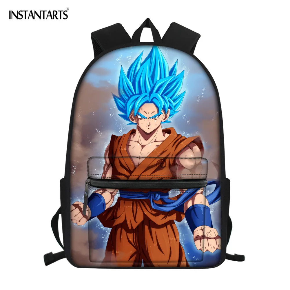 

INSTANTARTS Dragon Ball School Backpack Goku Z Vegeta Super Saiyan Print Casual School Bags Toddler Boys Girls Teenager Mochila