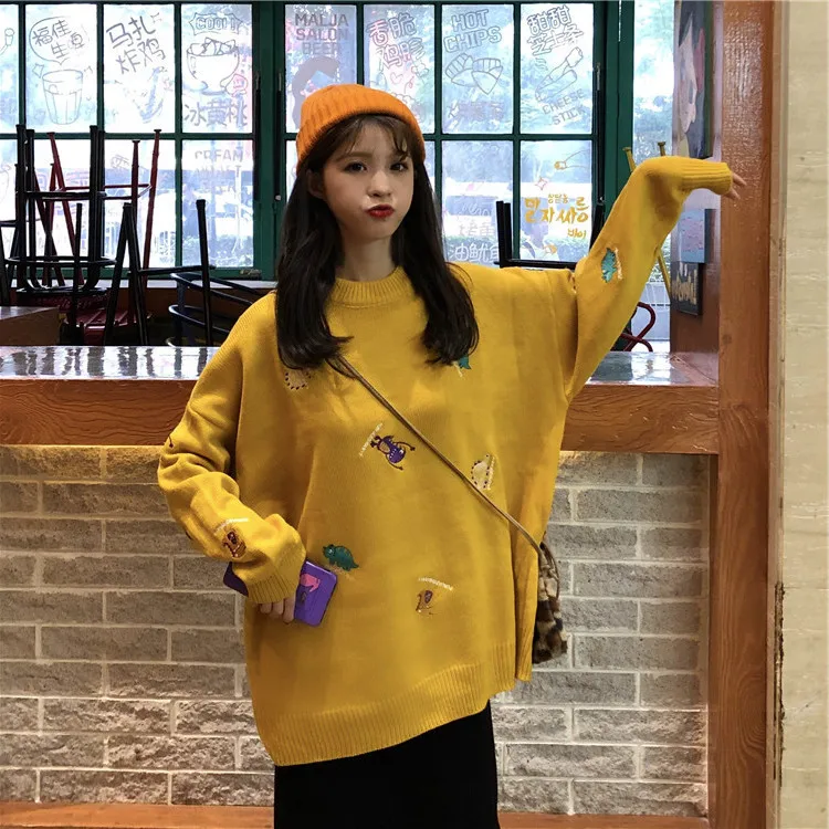 2019 fall new online celebrity lazy wind sweater woman winter blouse round collar woman sweate 2019 fall new online celebrity lazy wind sweater woman winter blouse round collar woman sweate