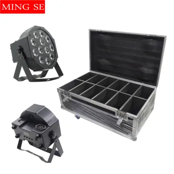 

12pcs/lots Led Par Lights 12x12W RGBWA UV 6in1 Flat Par Led With Flight Case Wall Washer Party Wedding Stage Light