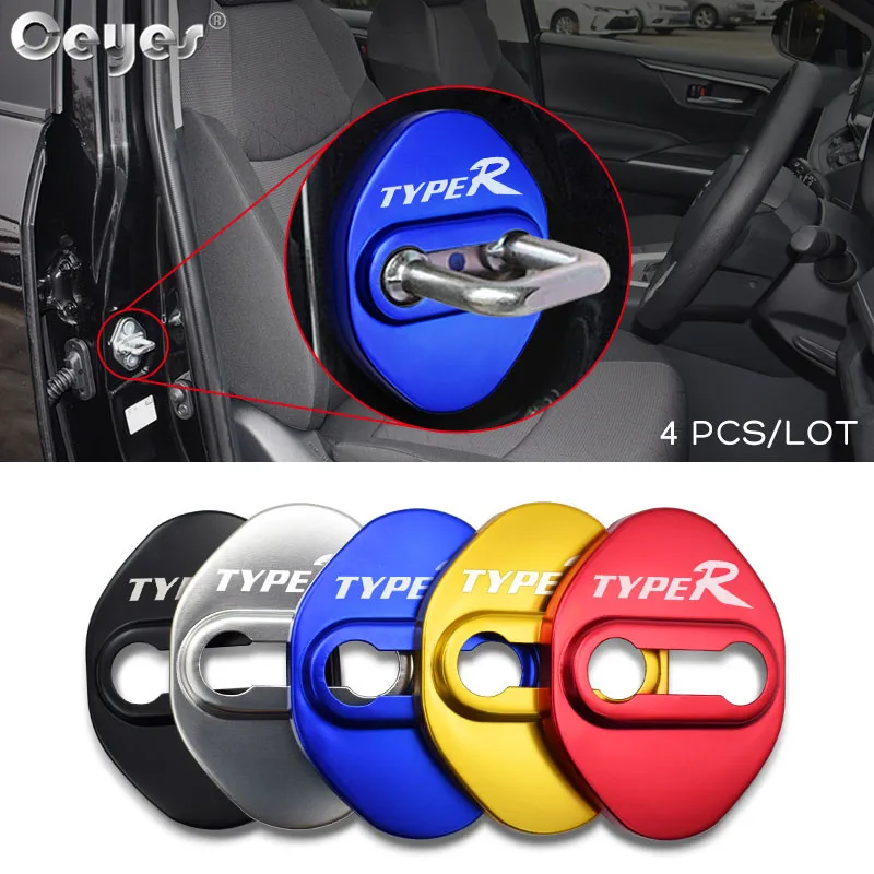 Ceyes 4pcs Car Accessories Auto Door Lock Covers Case For Honda Typer Civic Mugen Type R Accord
