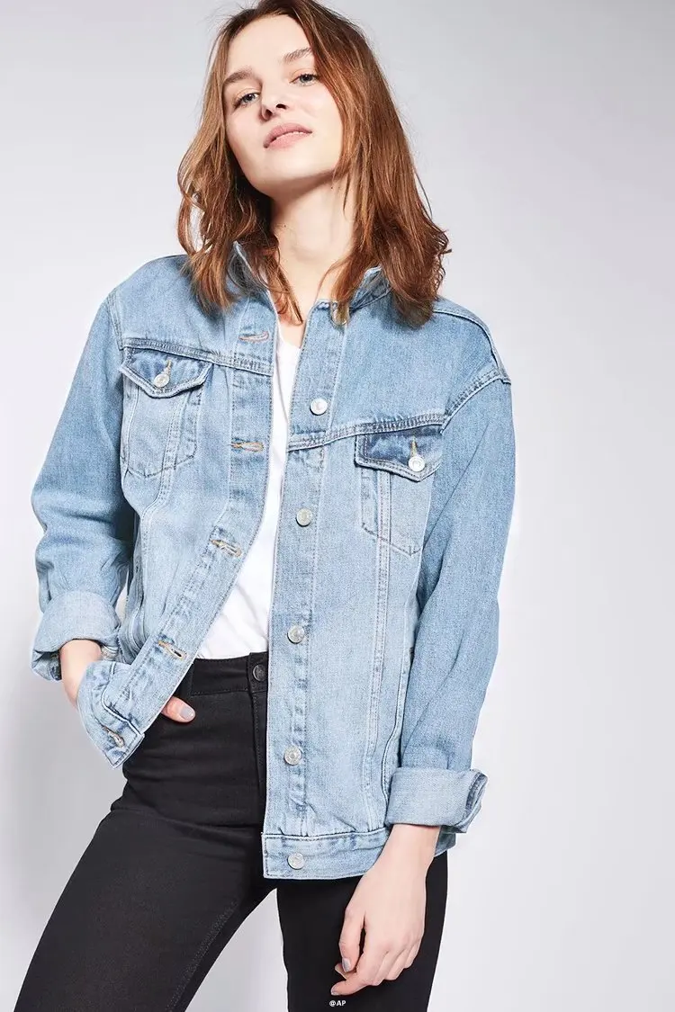 

W Home Western Style Street Commuting Autumn And Winter Versatile BF Boyfriend-Style Loose-Fit Long Sleeve Washing Retro Jeans C