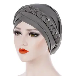 Женский Тюрбан Хиджаб мусульманские шапочки под хиджаб мусулман для мусульманских однотонный вязаный женский хиджаб Кепка