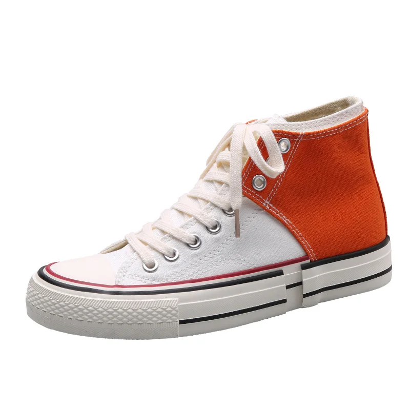 

INS Patchwork Fashion Women Shoes 2019 High-top Lace-up Breathable Ladies Casual Sneakers Retro Harajuku Style Female Footwear