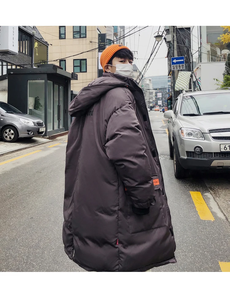 LAPPSTER длинная толстая зимняя парка мужская куртка-пуховик Мужская ветровка с капюшоном Harajuku пара корейских негабаритных куртки-пузырь