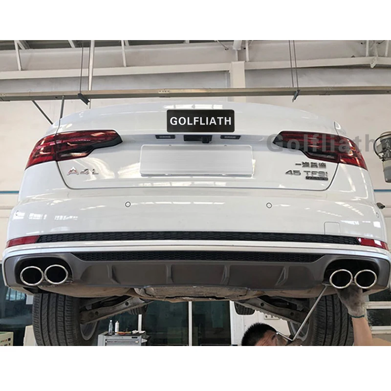 S4 стиль задний спойлер высокого качества PP ABS автомобильный бампер диффузор Концевая выхлопная труба для Audi A4 B9/sline