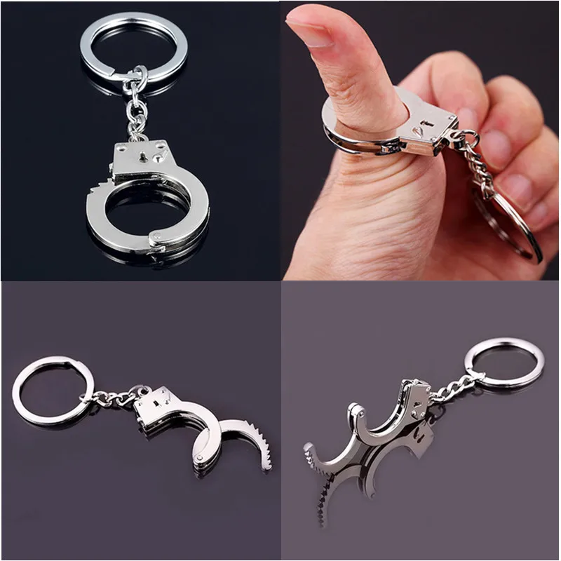 Hot New Creative Police Man Handcuff Keychain Charms Pendant Car Key Keyring Handbag Key Chain