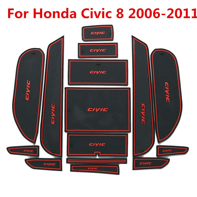 3D резиновый коврик для Honda Civic 8 2006-2011 Lnterior Противоскользящий коврик слот-коврик для двери чашка Подушка паз коврик автомобильные аксессуары 15 шт