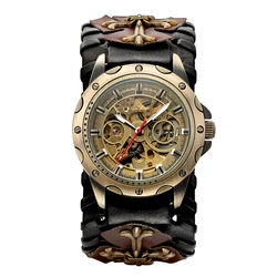 Vintage Gothic Steampunk Automatic Men's Watch - Brown Dial (SKELETON WATCH)