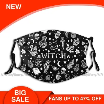 

Skull Mouth Face Mask WITCH PATTERN Facial Mask with Filters Cool Polyester for Adult Mask