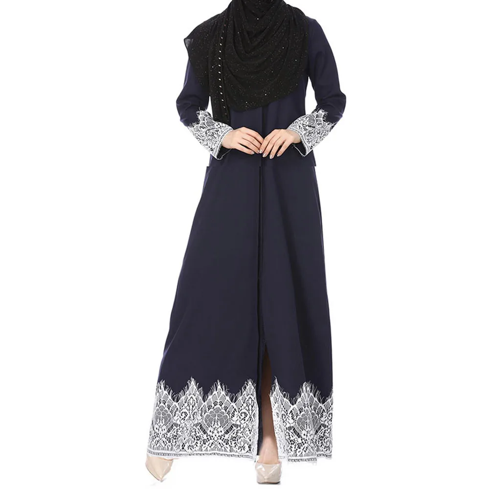 Мусульманские женские кружевные Обрезанные спереди Абая мусульманское Макси халат-кимоно абайя исламские турецкие Длинные Платья повседневные женские mAh абайя