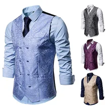 Модные Для мужчин Пейсли двубортный жилет на Рождество для мальчиков и M75