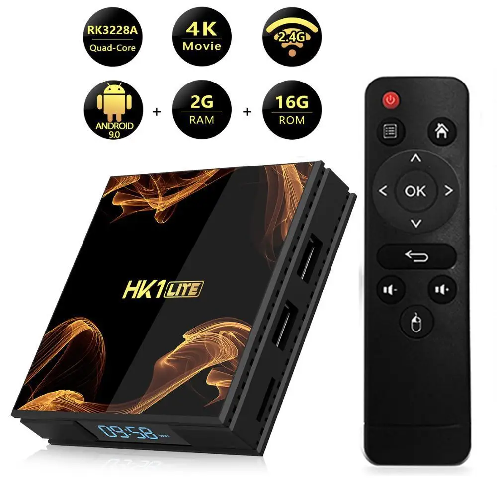 HK1 LITE TV BOX Android 9 0 Rockchip RK3228A Smart box 28nm Четырехъядерный 4K HDR 2 4G Wifi Google Player 2GB 16GB