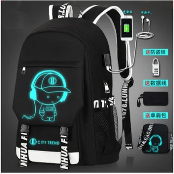 

17 inch Backpack For Boys Girls Luminous Animation USB Charge School Bags 3D Cartoon Teenager Schoolbag Bagpack Rucksack