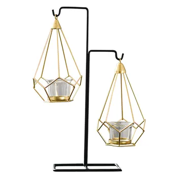 

Metal Lantern Gold Nordic Metal Hollow Wrought Candle Decorations Geometric Modern Leuchtturm Wine Cabinet Home Decor W