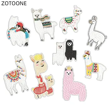

ZOTOONE Iron on Alpaca Patches Heat Transfer Sew on Aniaml Patch for Clothes DIY Stripes Badge for Kids Stickers Applique G